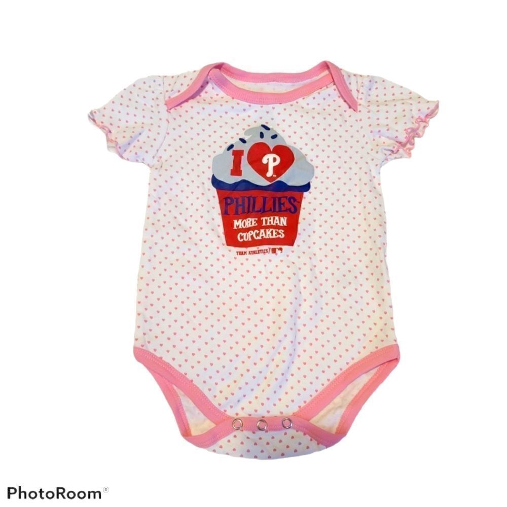 Phillies Pink Heart Onesie  12M